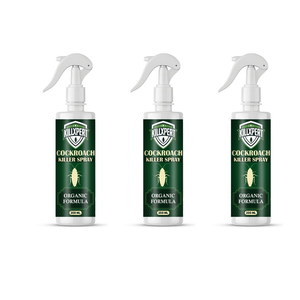 Killxpert Herbal Cockroach Repellent Spray 200ml (Pack of 3) | Natural & Non-Toxic Insect Killer for Home, Kitchen & Bathroom | Fast Action Organic Pest Control Spray