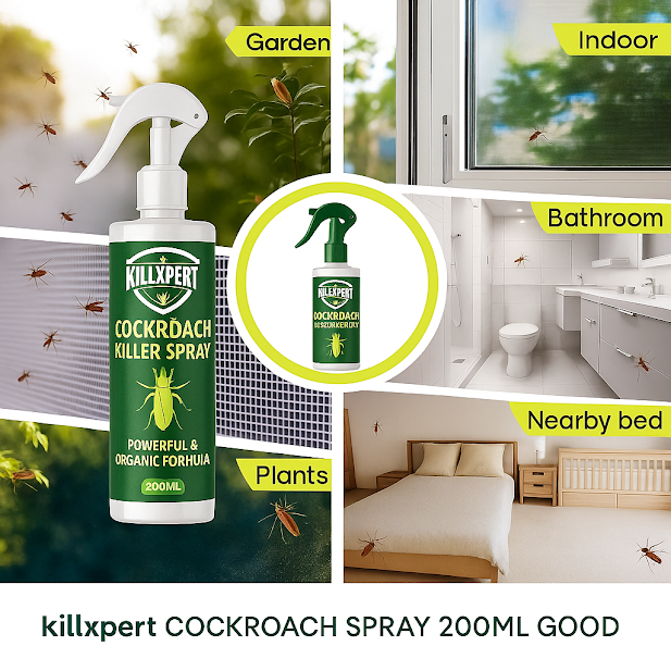 Killxpert Organic Cockroach Repellent Spray | Herbal & Non-Toxic Insect Killer for Home, Kitchen & Bathroom | Fast Action Pest Control – 200ml
