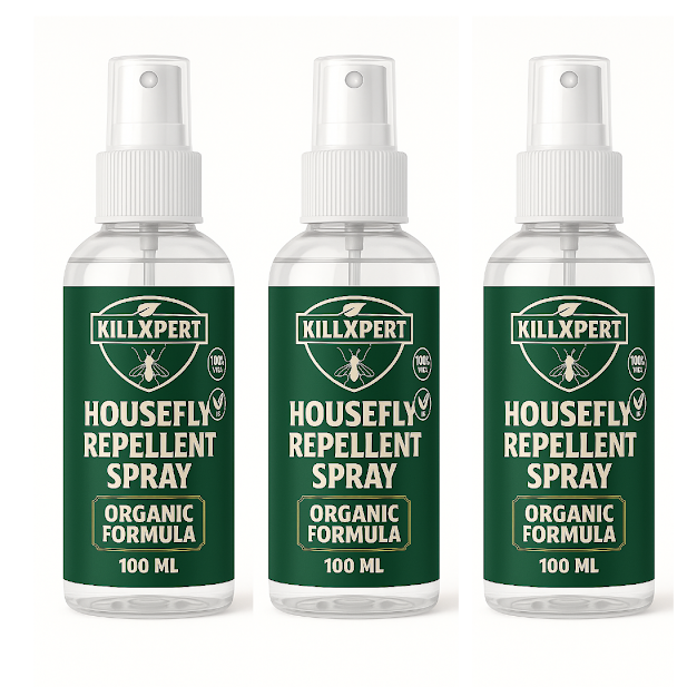 Killxpert Herbal Housefly Repellent Spray 100ml (Pack of 3) | Natural Fly Killer for Home, Kitchen & Outdoor | Safe for Kids, Pets & Environment | Non-Toxic Insect Spray