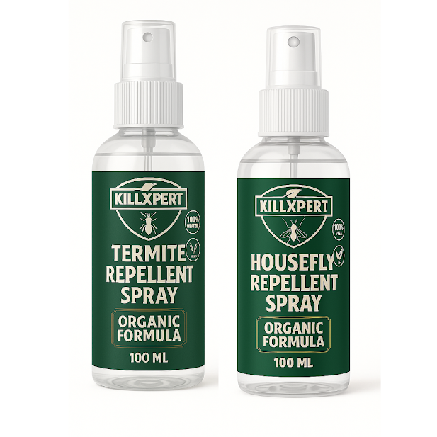 Killxpert Herbal Termite & Housefly Repellent Spray Combo 100ml Each | Natural Pest Control for Termites & Flies | Non-Toxic, Safe for Kids, Pets & Environment